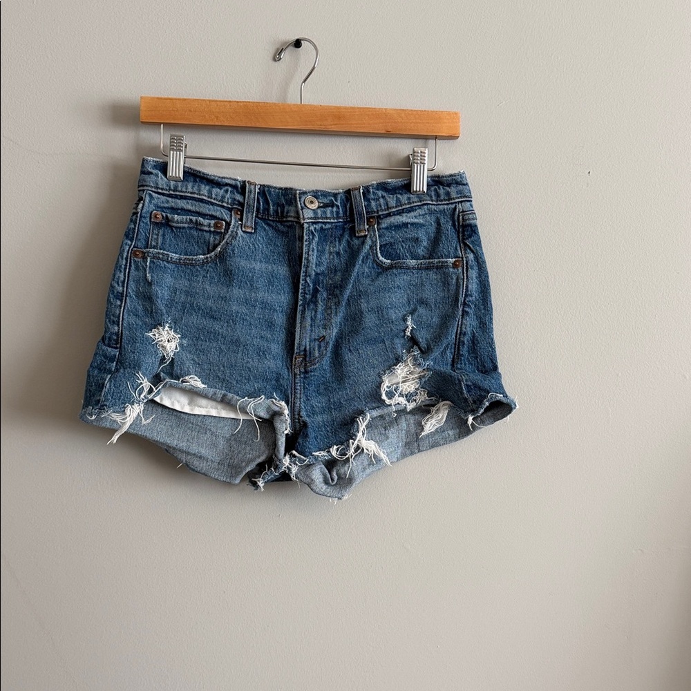 Abercrombie & Fitch Distressed Denim Shorts - Blue